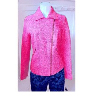 Bubblegum Pink Tweed Moto Jacket
